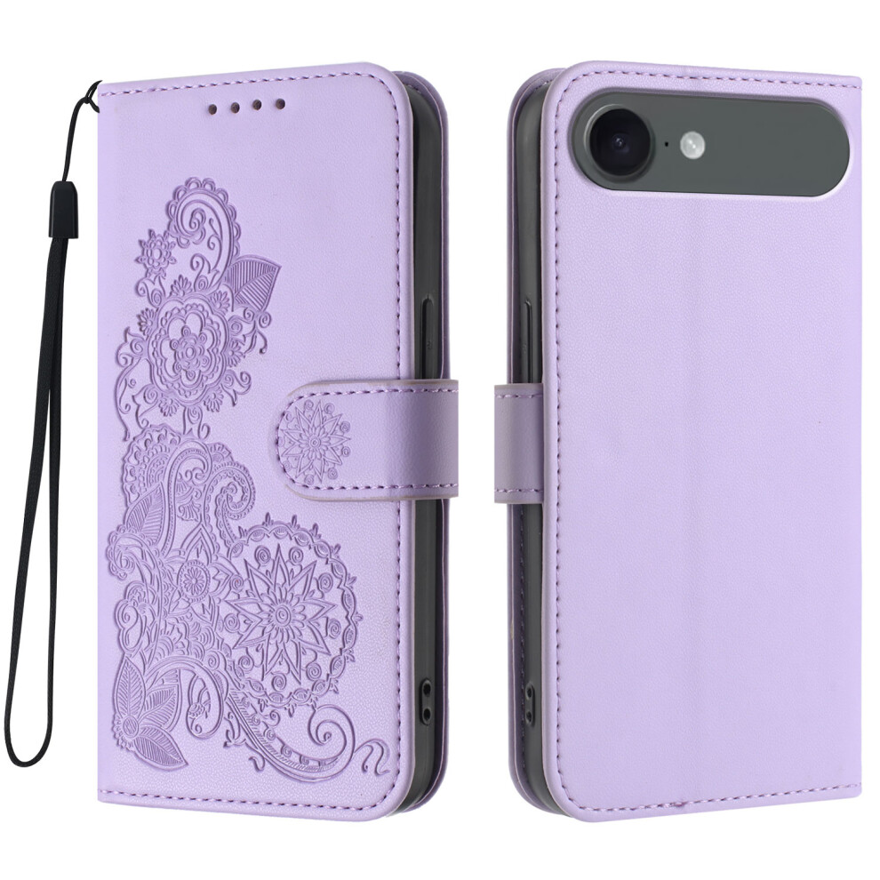(Iphone Air, ) For Iphone Air Phone Cases Mandala Flower Leather Wallet Mobile Cover With Strap Purple 6914280067223