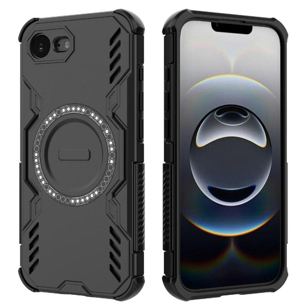(Iphone 16E, ) For Iphone 16E Magnetic Case Butterfly Armor Hollow Heat Dissipation Pc+Tpu Phone Cover Black 6914285255021