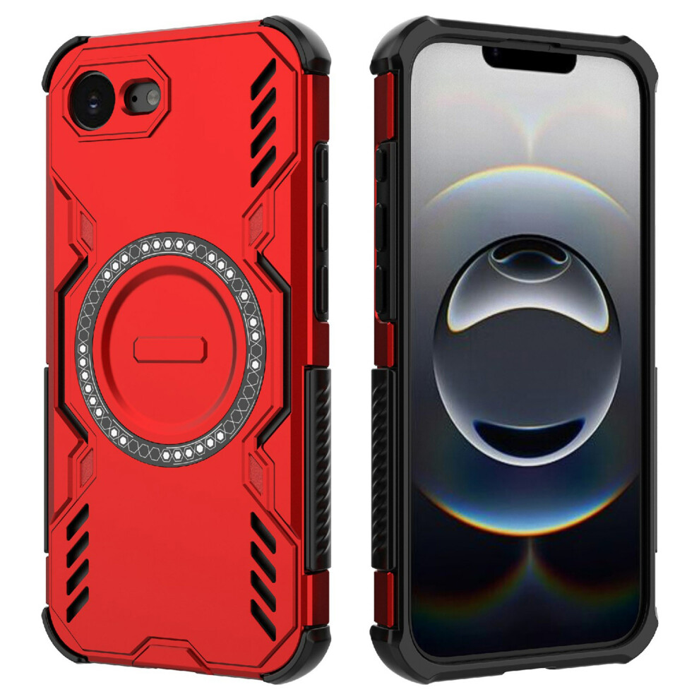 (Iphone 16E, ) For Iphone 16E Magnetic Case Butterfly Armor Hollow Heat Dissipation Pc+Tpu Phone Cover Red 6914280103211