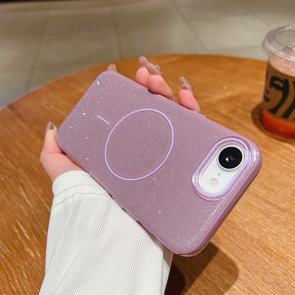 (Iphone 16E, ) For Iphone 16E Case Compatible With Magsafe Glitter Design Imd Tpu+Pc Phone Back Cover Purple 6914283435074