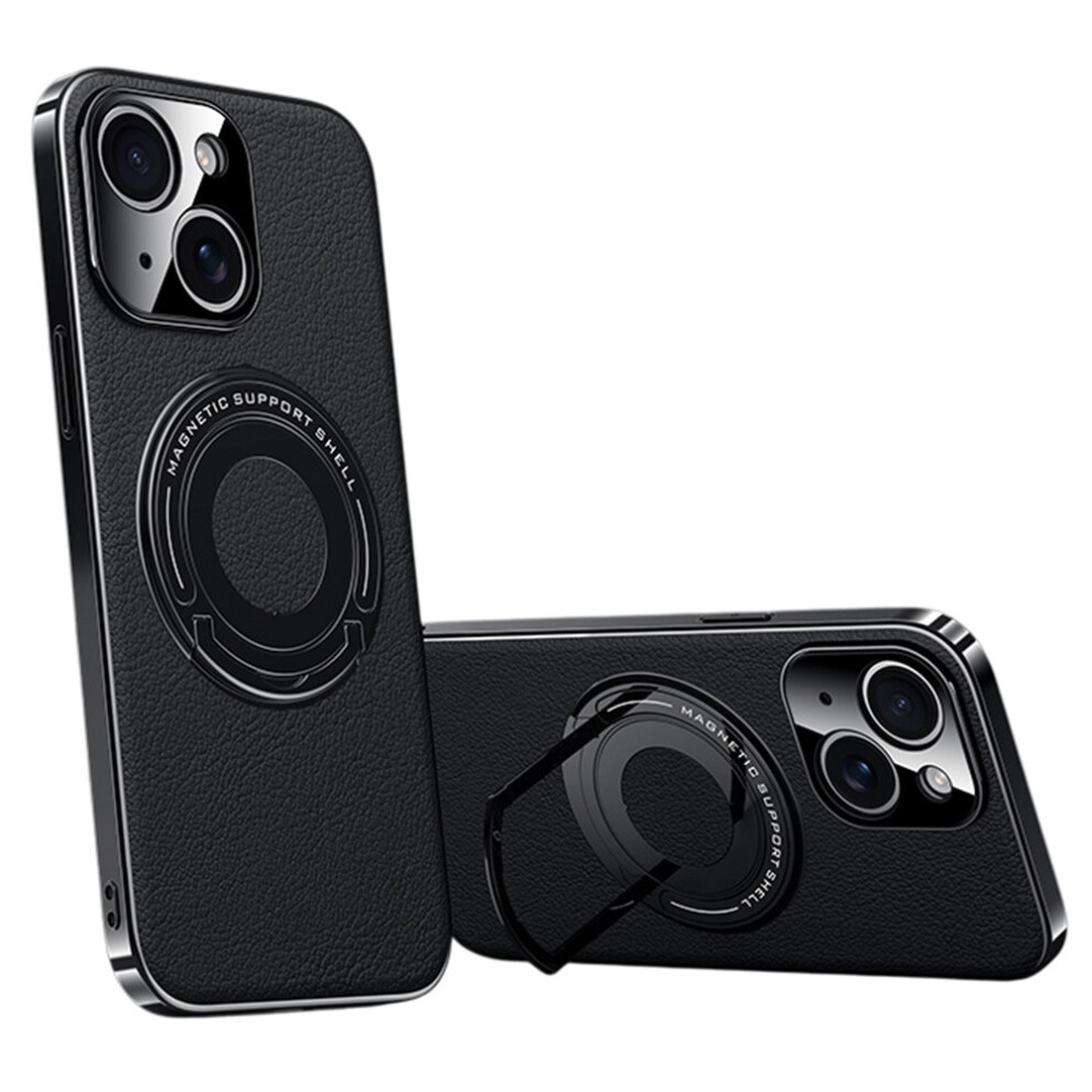 (Iphone 13, ) For Iphone 13 Case Compatible With Magsafe Leather Tpu Back Cover With Hidden Kickstand Black 6914282452164