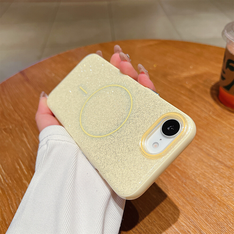 (Iphone 16E, ) For Iphone 16E Case Compatible With Magsafe Glitter Design Imd Tpu+Pc Phone Back Cover Yellow 6914287023123