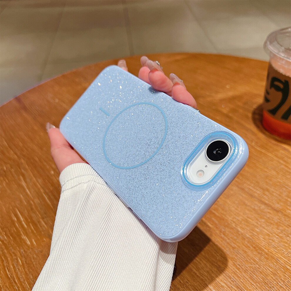 (Iphone 16E, ) For Iphone 16E Case Compatible With Magsafe Glitter Design Imd Tpu+Pc Phone Back Cover Blue 6914280764672