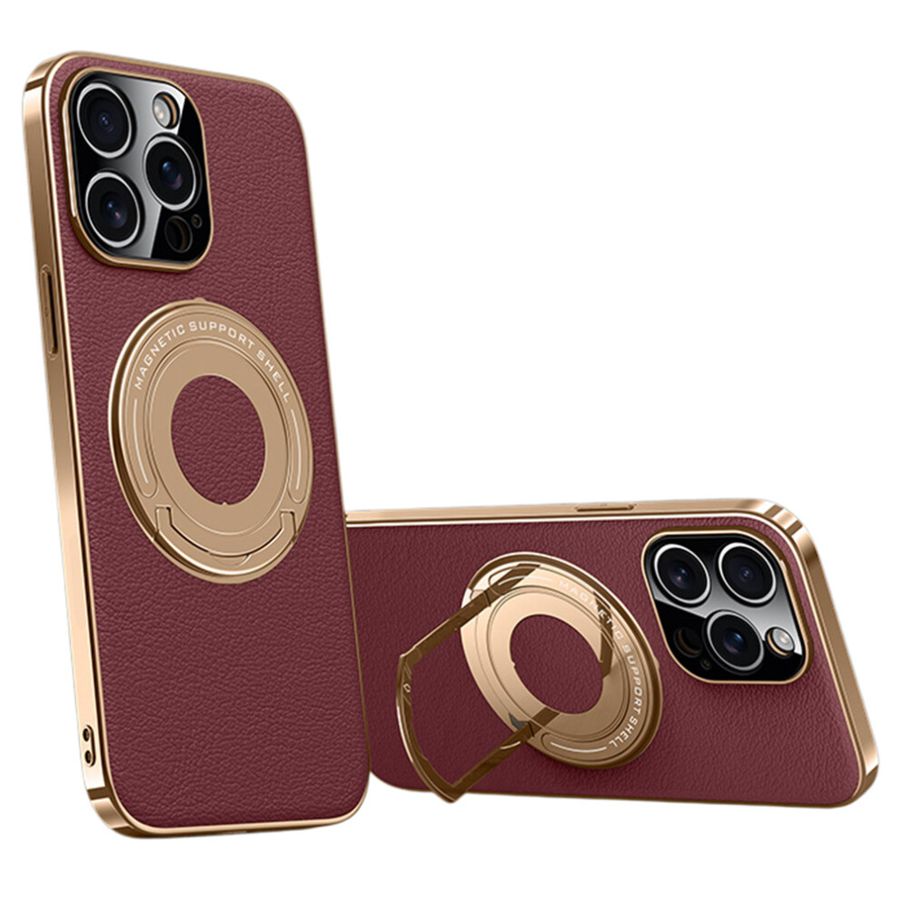 (Iphone 13 Pro, ) For Iphone 13 Pro Case Compatible With Magsafe Leather Tpu Back Cover With Hidden Kickstand Red 6914284192679