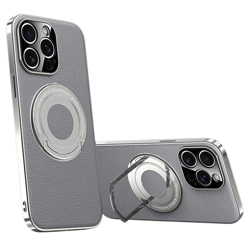 (Iphone 13 Pro, ) For Iphone 13 Pro Case Compatible With Magsafe Leather Tpu Back Cover With Hidden Kickstand Grey 6914281308509
