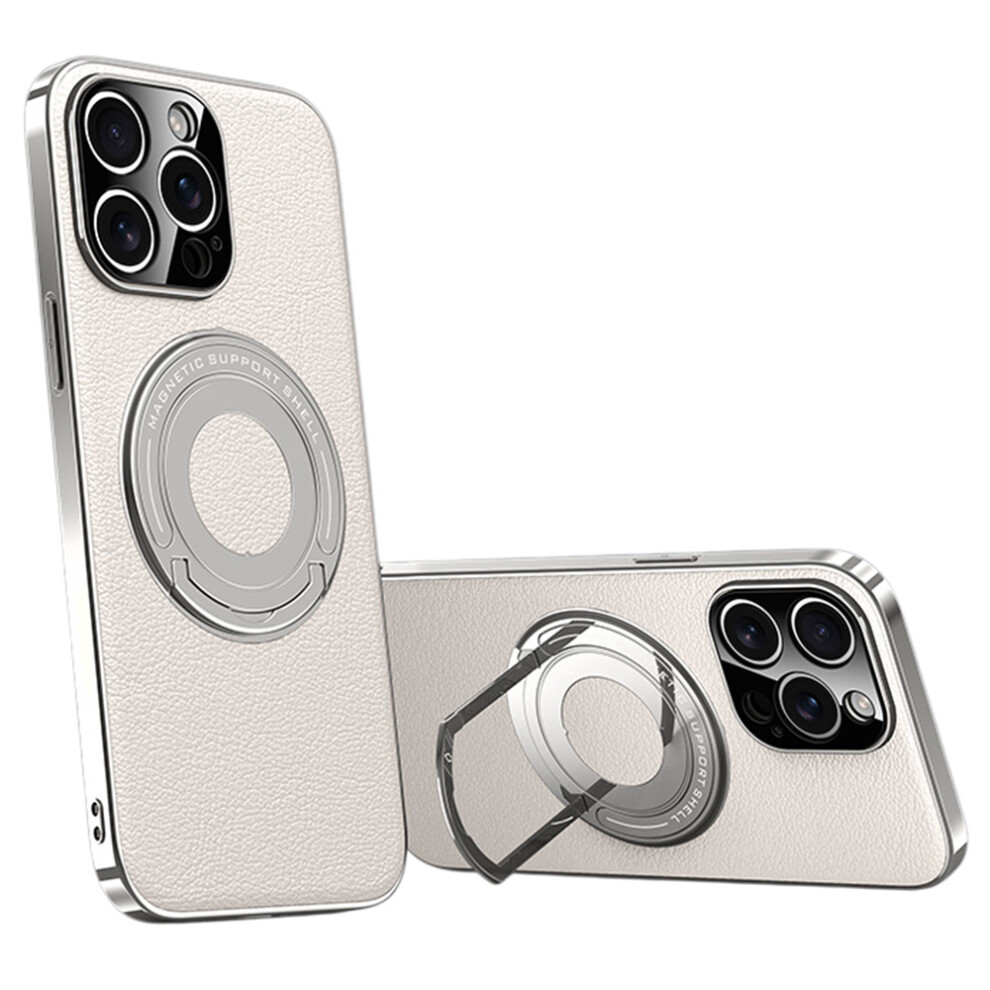 (Iphone 13 Pro, ) For Iphone 13 Pro Case Compatible With Magsafe Leather Tpu Back Cover With Hidden Kickstand White 6914282944706