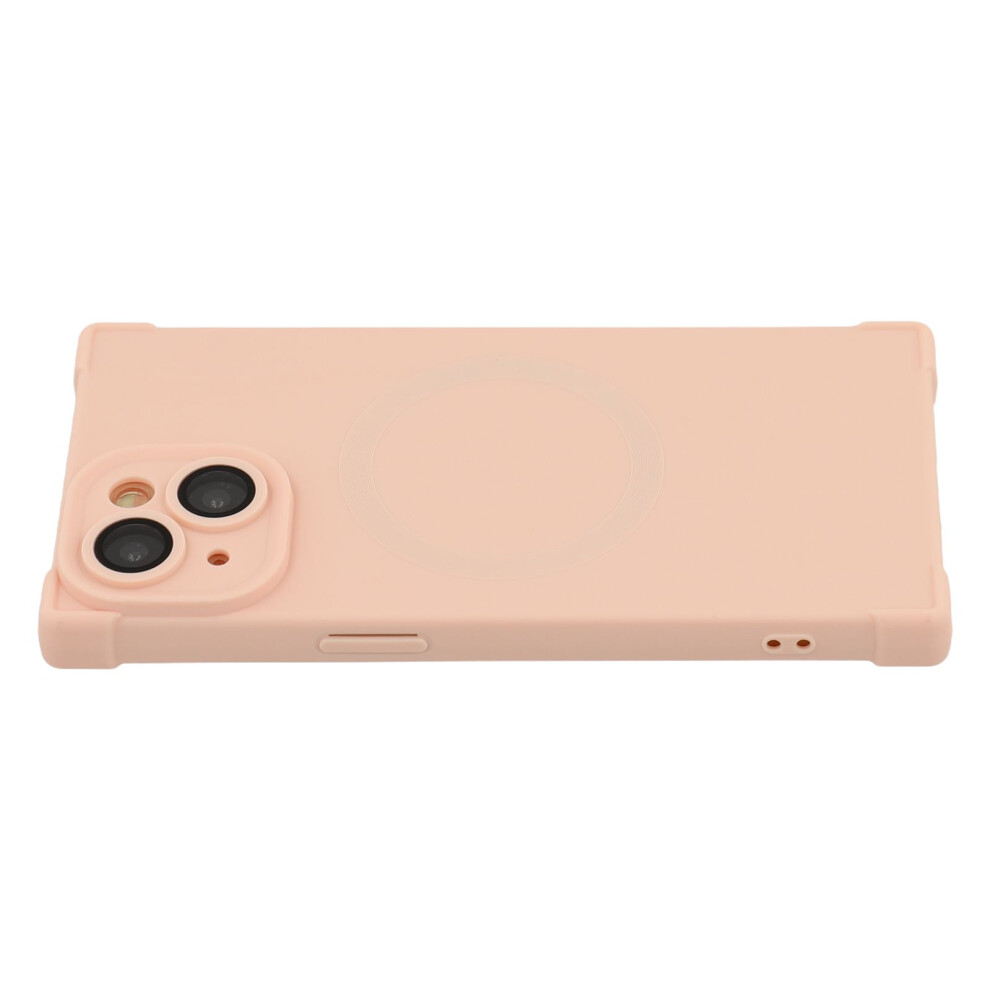 (Iphone 15, ) For Iphone 15 Case Compatible With Magsafe Straight Edge Tpu Phone Cover With Camera Lens Protector Pink 6914280431130