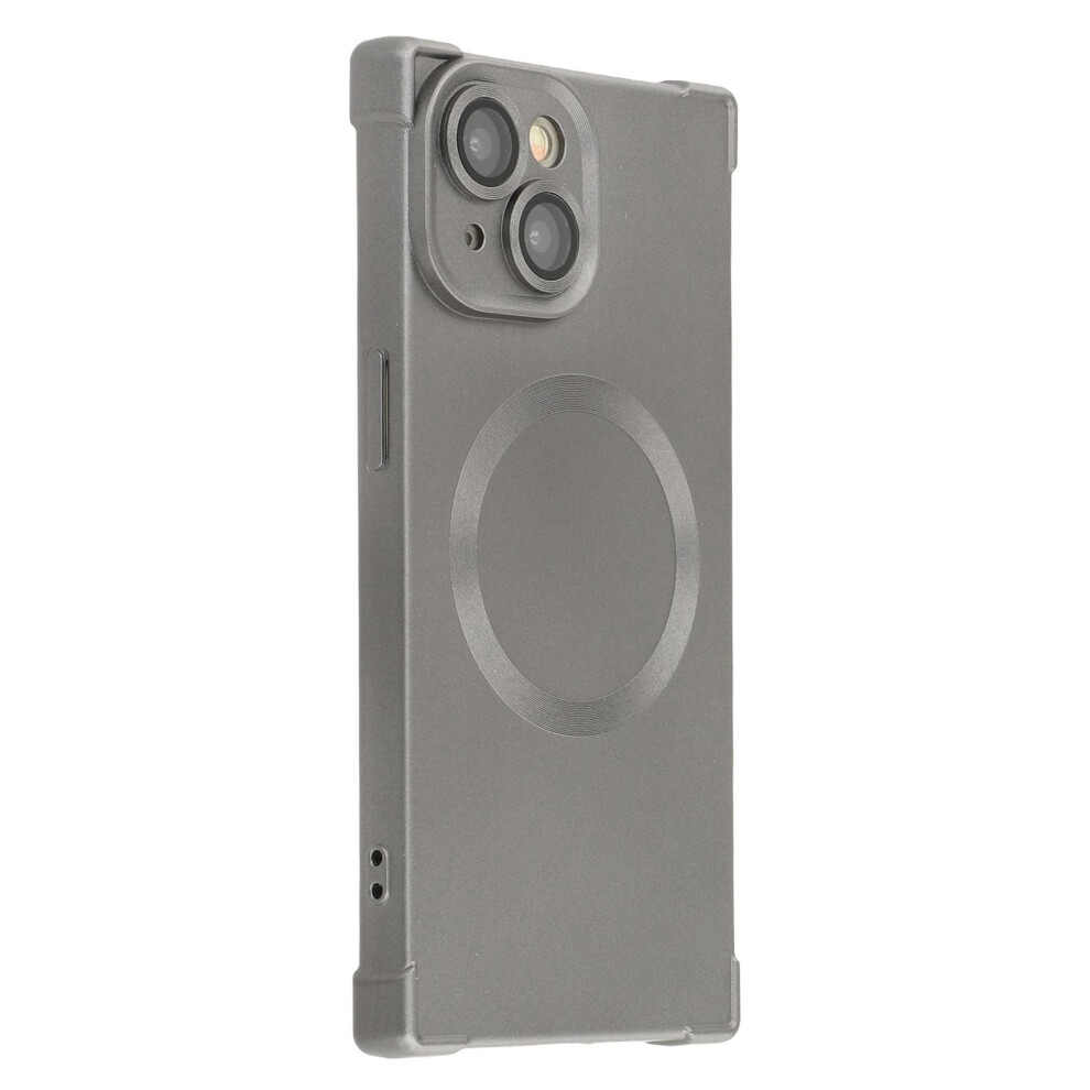 (Iphone 15, ) For Iphone 15 Case Compatible With Magsafe Straight Edge Tpu Phone Cover With Camera Lens Protector Grey 6914286146540