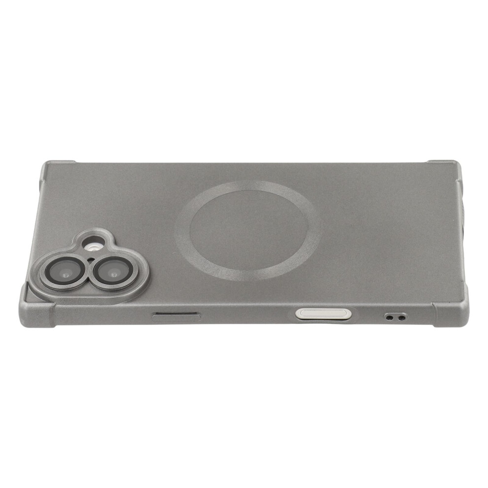 (Iphone 16, ) For Iphone 16 Case Compatible With Magsafe Straight Edge Tpu Phone Cover With Camera Lens Protector Grey 6914284128524