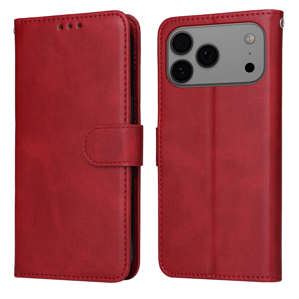 (Iphone 17 Pro Max, ) For Iphone 17 Pro Max Case Wallet Pu Leather Folio Flip Phone Cover Red 6914287497764