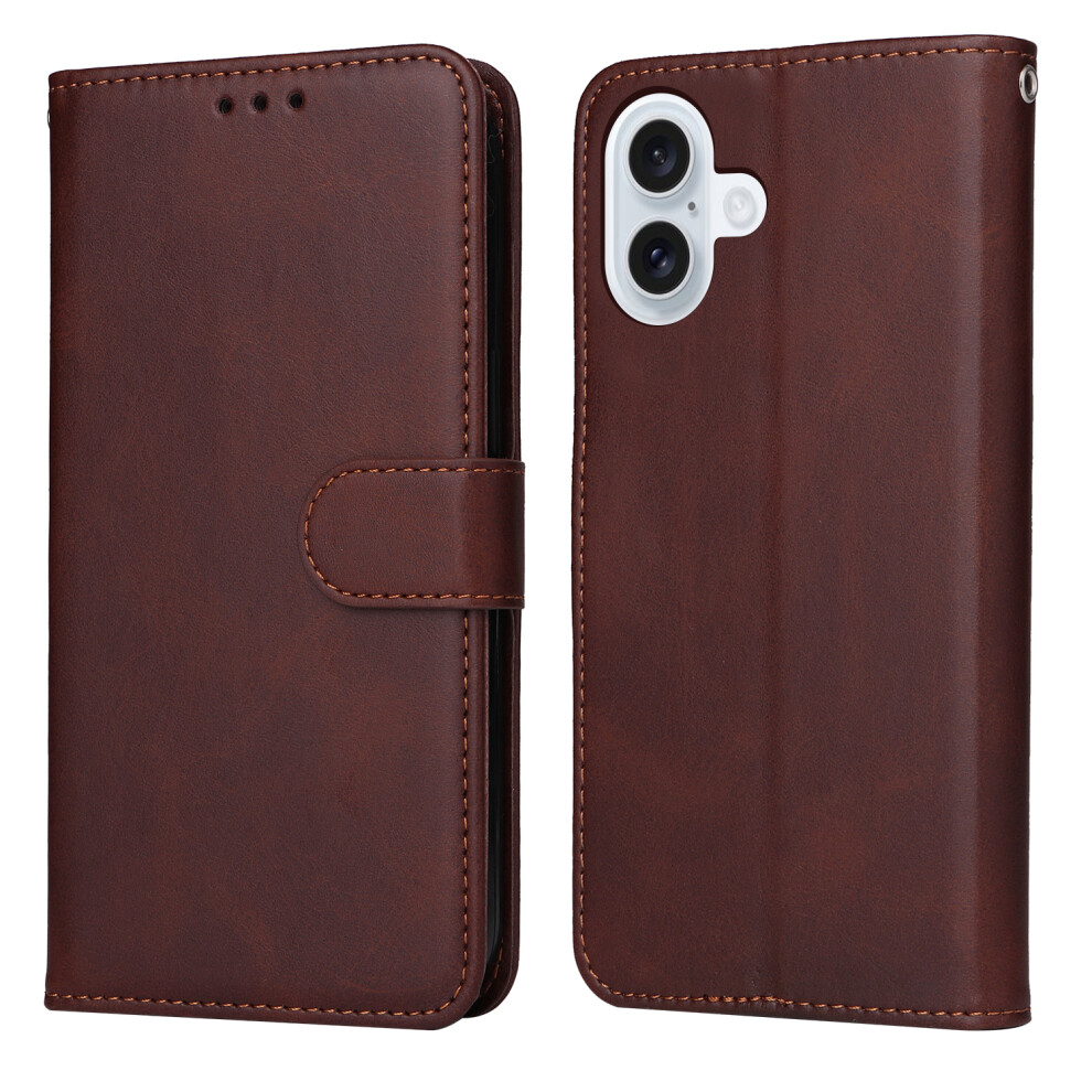 (Iphone 17, ) For Iphone 17 Case Wallet Pu Leather Folio Flip Phone Cover Brown 6914281750124