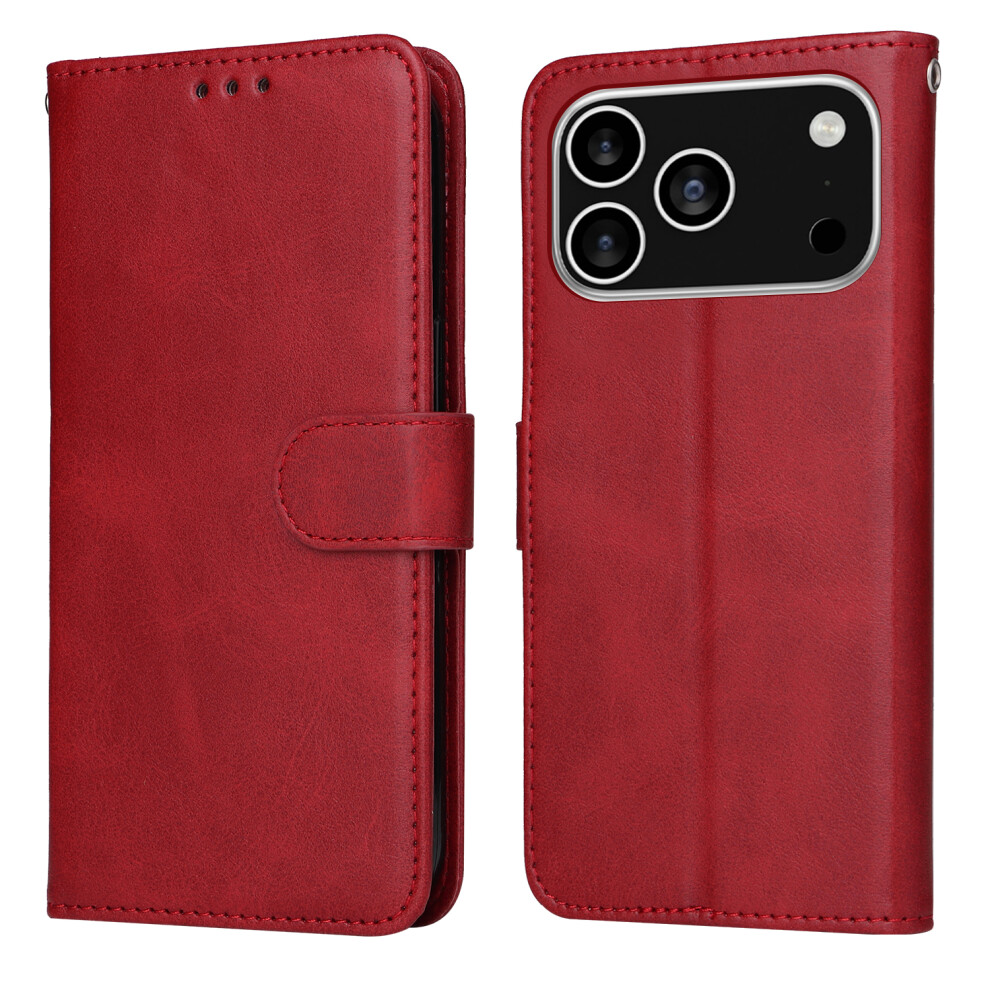 (Iphone 17 Pro, ) For Iphone 17 Pro Case Wallet Pu Leather Folio Flip Phone Cover Red 6914282529446