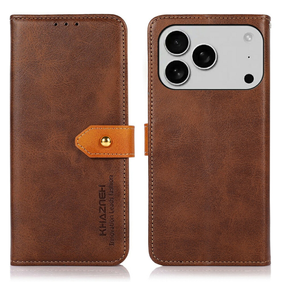 (Iphone 17 Pro Max, ) Khazneh For Iphone 17 Pro Max Wallet Phone Case Stand Leather Flip Cover Brown 6914284796723