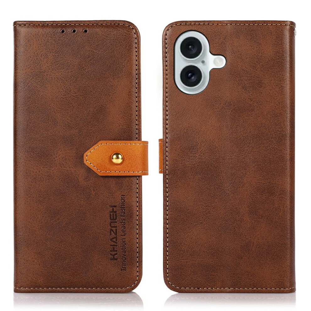 (Iphone 17, ) Khazneh For Iphone 17 Wallet Phone Case Stand Leather Flip Cover Brown 6914286250025