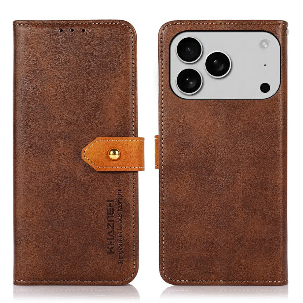 (Iphone 17 Pro, ) Khazneh For Iphone 17 Pro Wallet Phone Case Stand Leather Flip Cover Brown 6914289133189