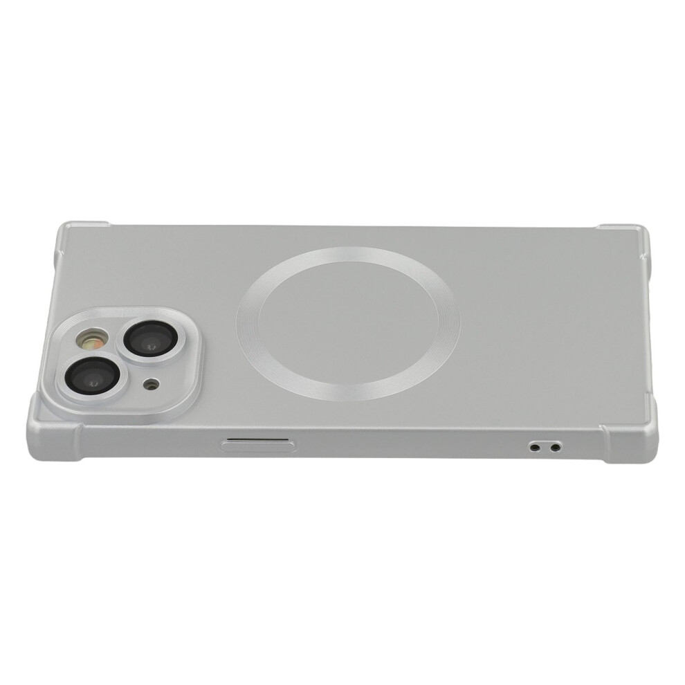 (Iphone 13, ) For Iphone 13 Case Compatible With Magsafe Straight Edge Tpu Phone Cover With Camera Lens Protector Silver 6914284594770