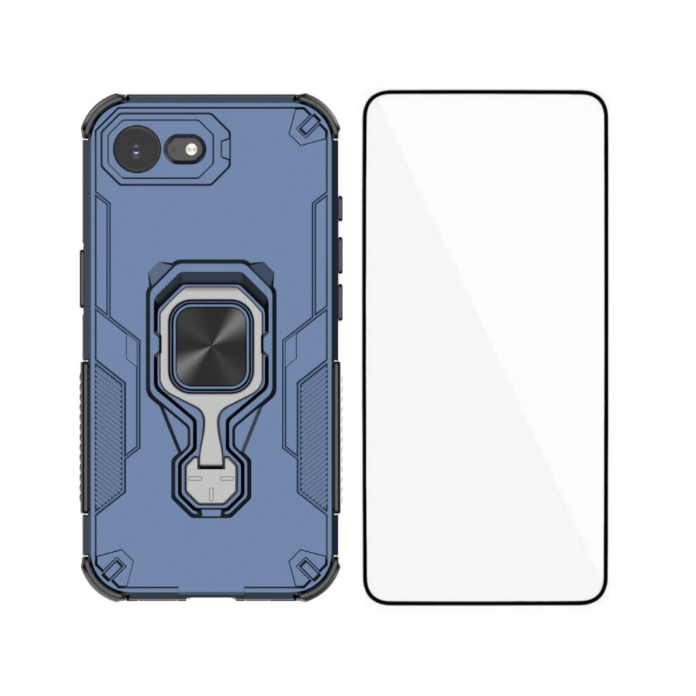 (Iphone 16E, ) For Iphone 16E Phone Case Wanlonfeng Pc Tpu Back Cover Kickstand With Tempered Glass Blue 6914282615477