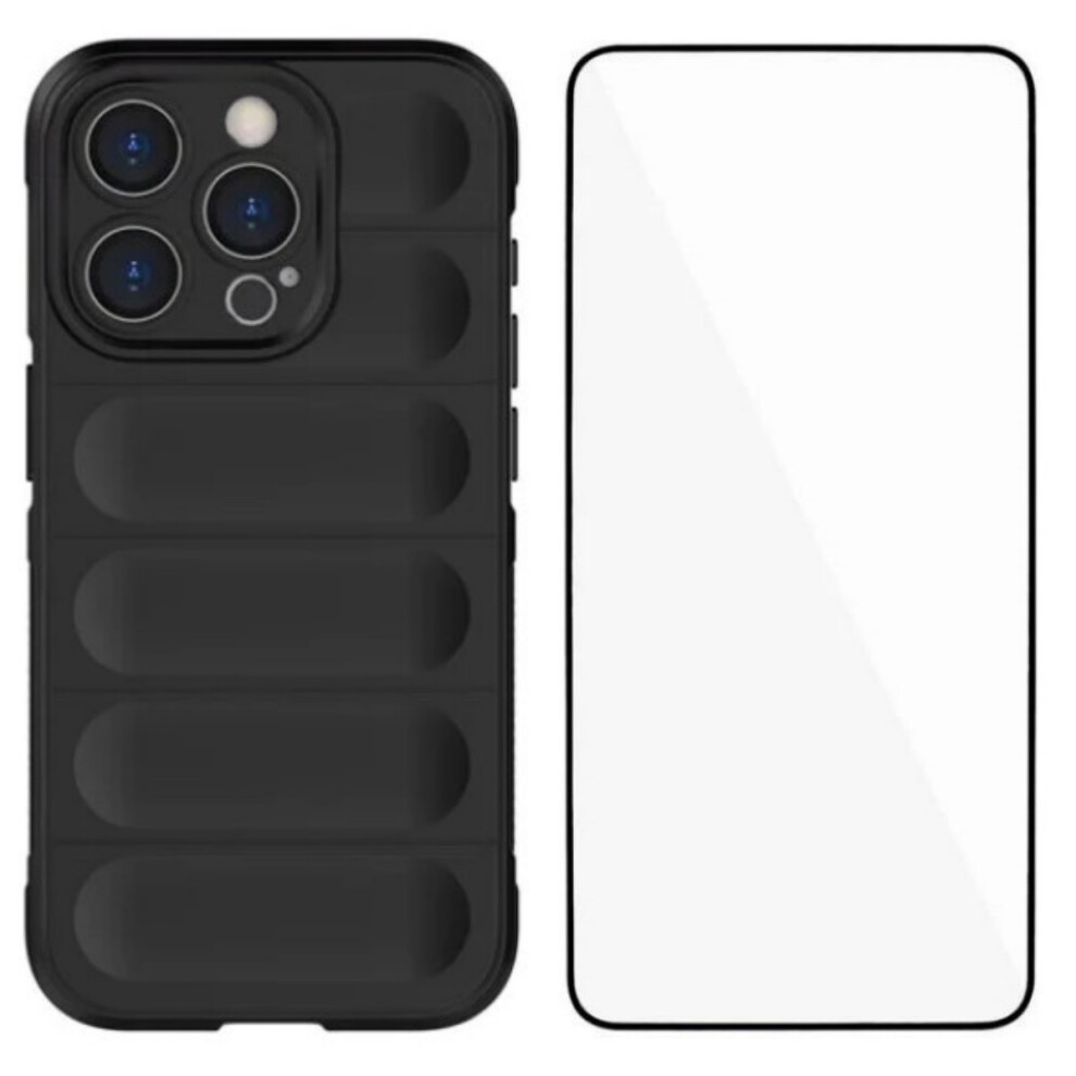 (Iphone 13 Pro, ) For Iphone 13 Pro 6.1 Inch Tpu Case Wanlonfeng Hd Series Anti Slip Phone Cover With Tempered Glass Black 6914285376603