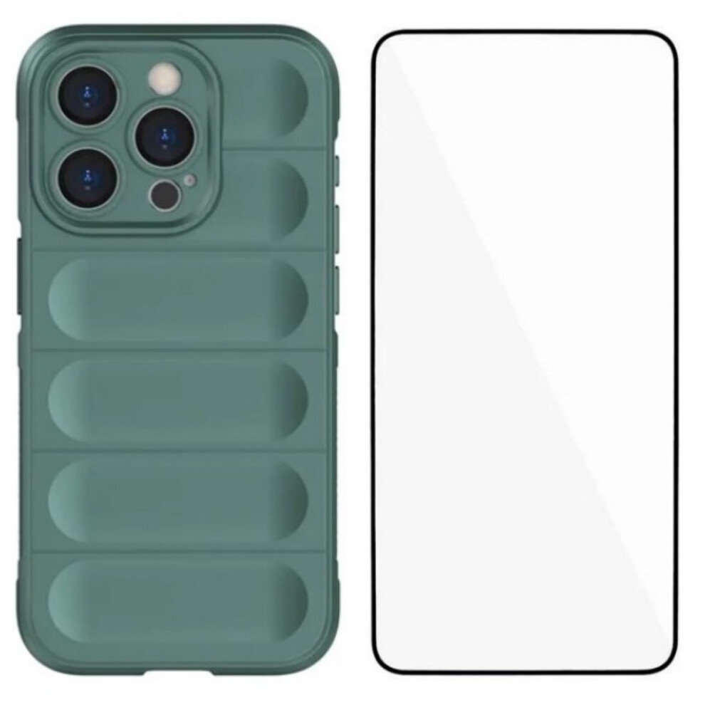 (Iphone 15 Pro, Army ) For Iphone 15 Pro Tpu Case Wanlonfeng Hd Series Anti Slip Phone Cover With Tempered Glass Green 6914284097011