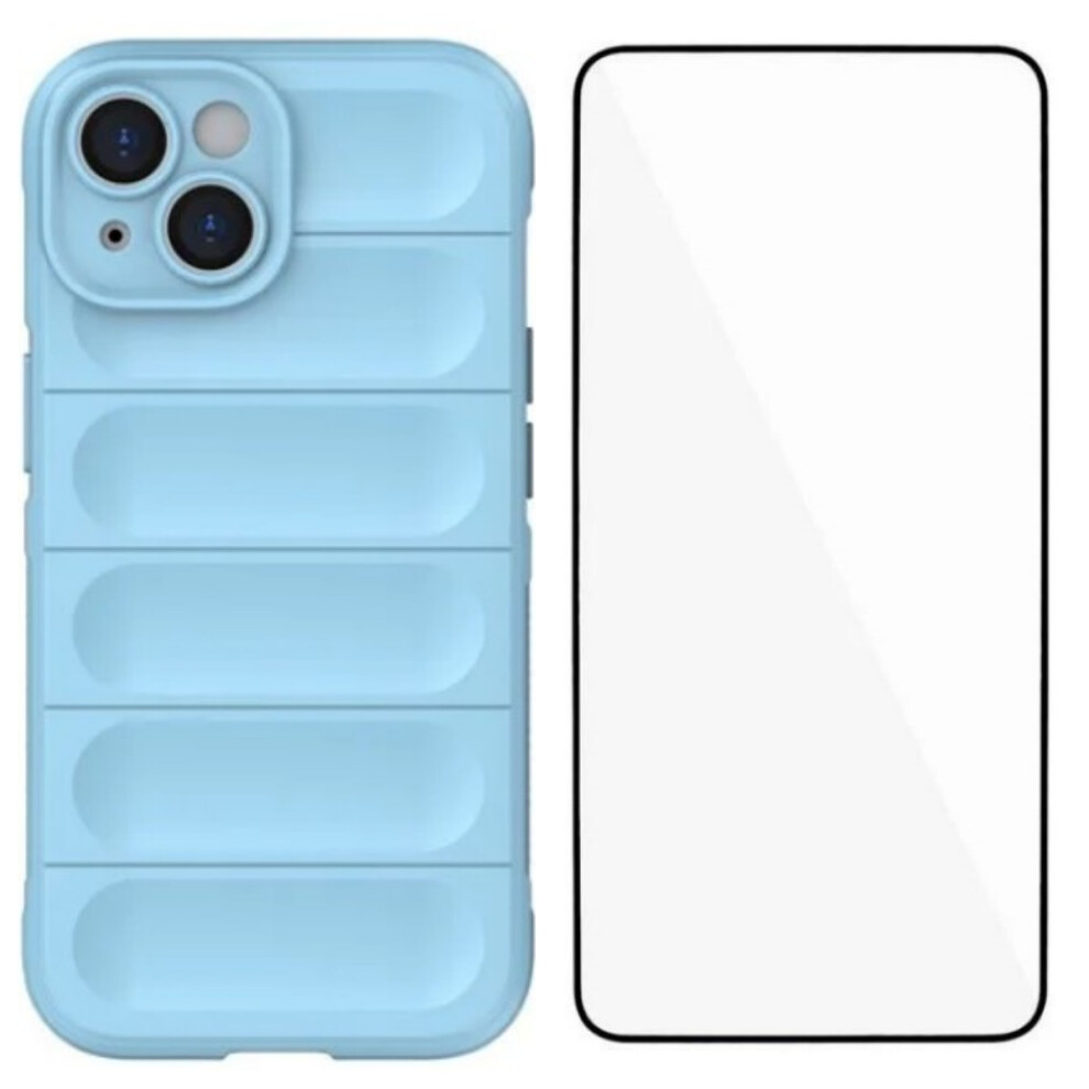 (Iphone 13, Baby ) For Iphone 13 6.1 Inch Tpu Case Wanlonfeng Hd Series Anti Slip Phone Cover With Tempered Glass Blue 6914284605711