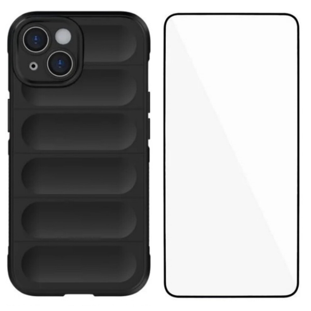 (Iphone 13, ) For Iphone 13 6.1 Inch Tpu Case Wanlonfeng Hd Series Anti Slip Phone Cover With Tempered Glass Black 6914286557568