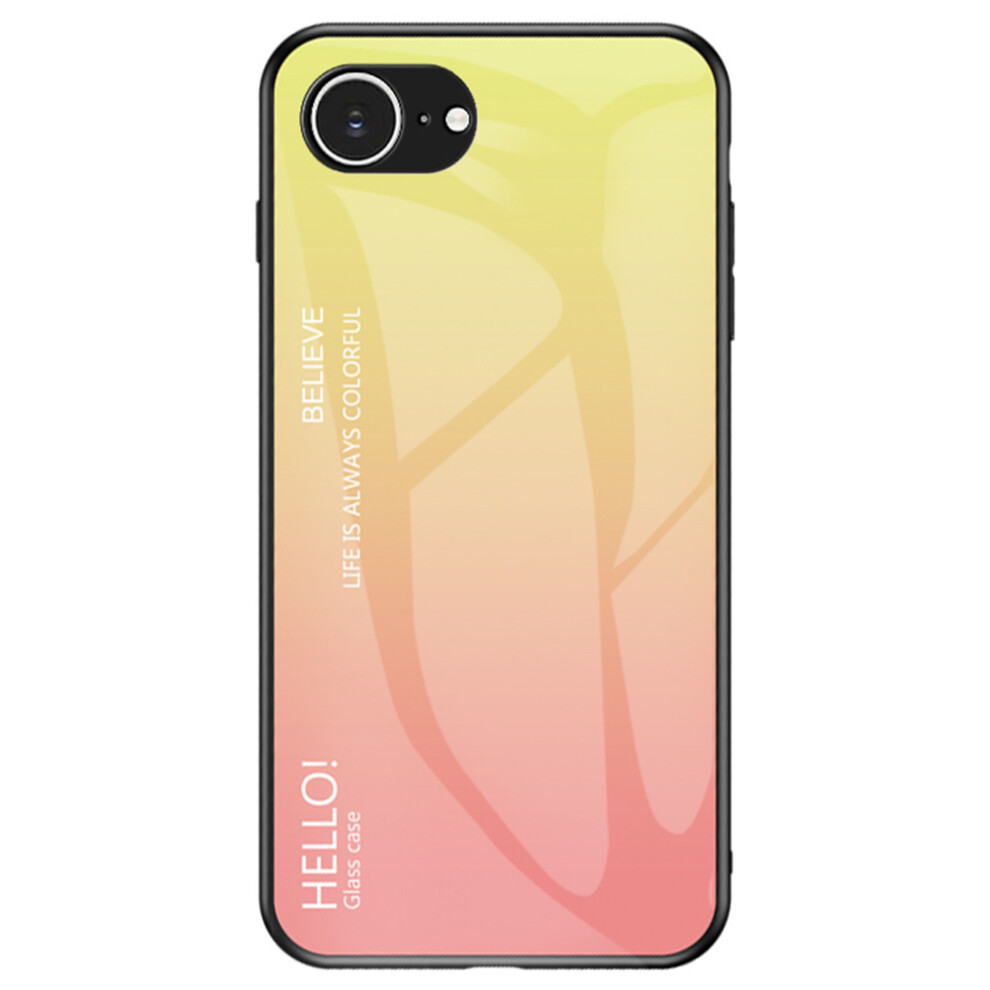 (Iphone 16E, Gradient ) For Iphone 16E Case Anti-Scratch Tempered Glass+Pc+Tpu Phone Cover Yellow 6914285510786