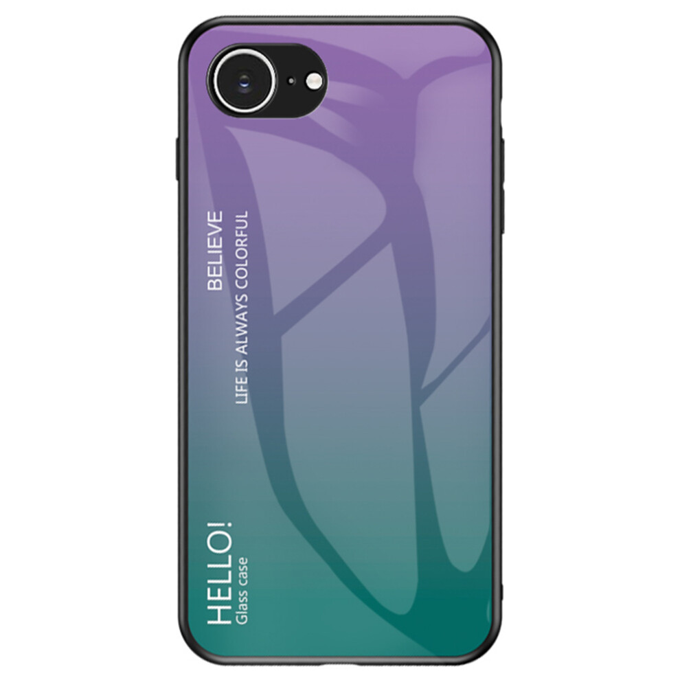 (Iphone 16E, Gradient ) For Iphone 16E Case Anti-Scratch Tempered Glass+Pc+Tpu Phone Cover Purple 6914287042797