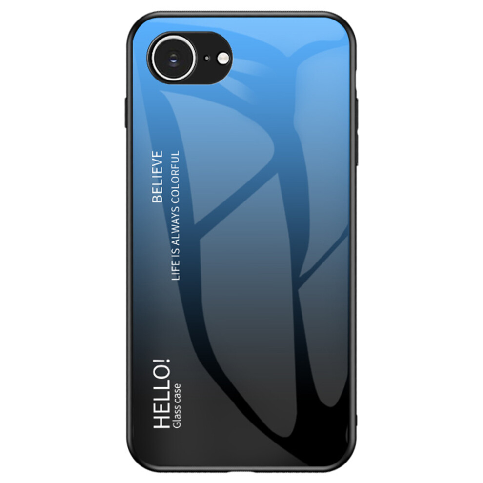 (Iphone 16E, Gradient Blue Black) For Iphone 16E Case Anti-Scratch Tempered Glass+Pc+Tpu Phone Cover Blue,Black 6914288334686