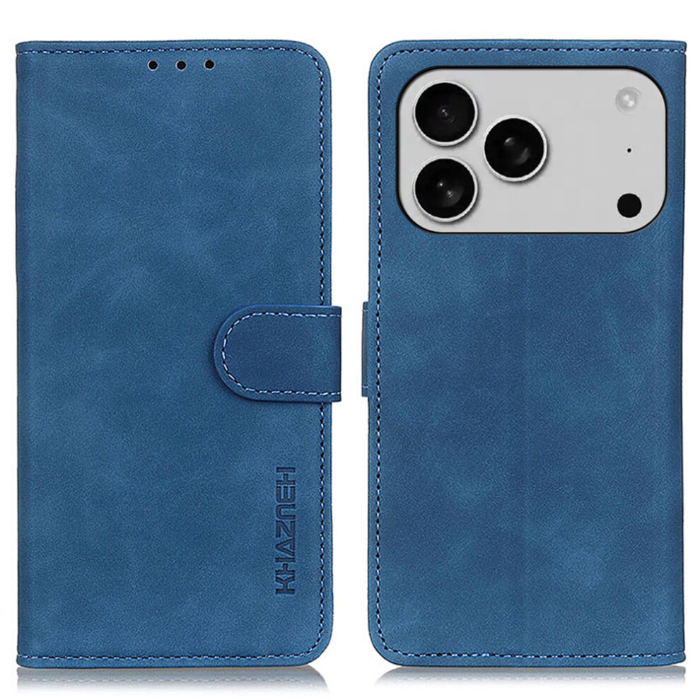 (Iphone 17 Pro, ) Khazneh For Iphone 17 Pro Case Pu Leather Retro Texture Phone Cover Blue 6914284649920