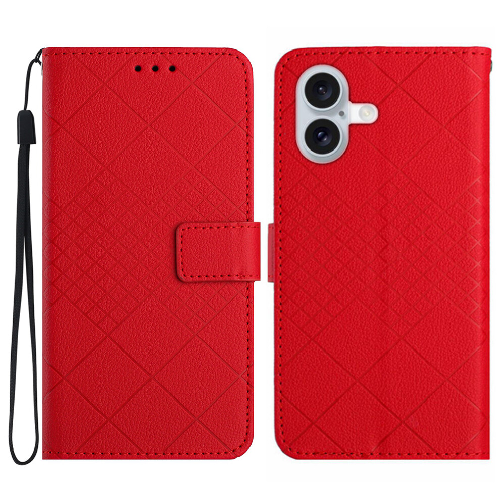(Iphone 17, ) For Iphone 17 Case Wallet Imprint Pu Leather Flip Folio Phone Cover Red 6914284271695