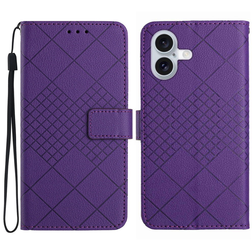 (Iphone 17, Dark ) For Iphone 17 Case Wallet Imprint Pu Leather Flip Folio Phone Cover Purple 6914282976141