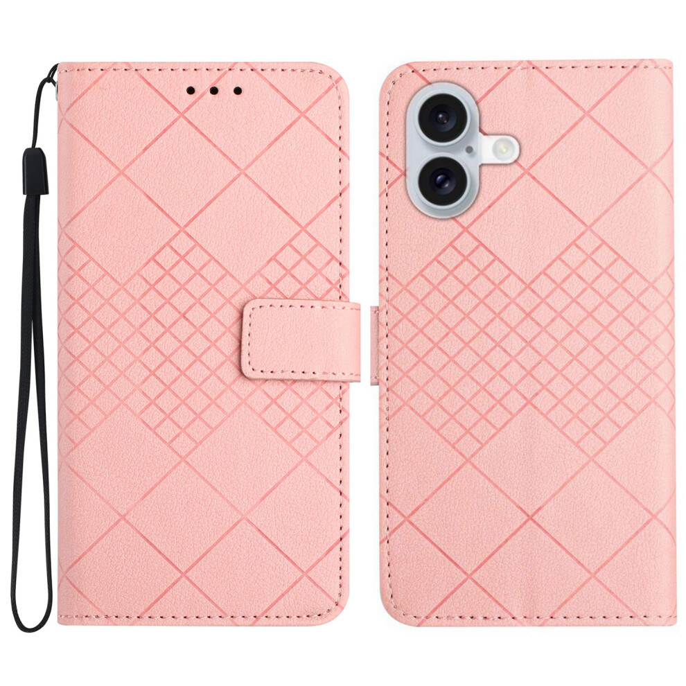 (Iphone 17, ) For Iphone 17 Case Wallet Imprint Pu Leather Flip Folio Phone Cover Pink 6914283311927