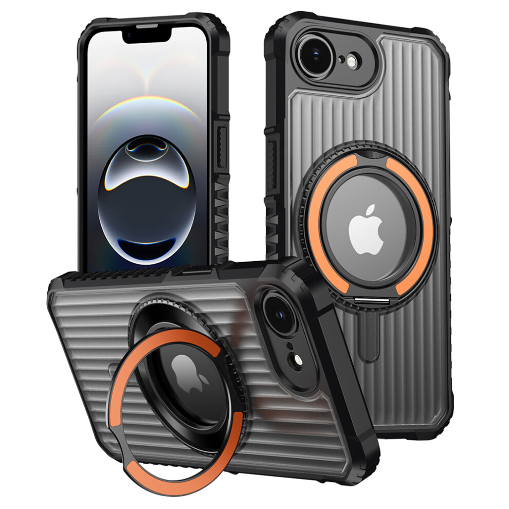 (Iphone 16E, ) For Iphone 16E Magnetic Case With Kickstand Pc+Tpu Phone Back Cover Orange 6914280787534