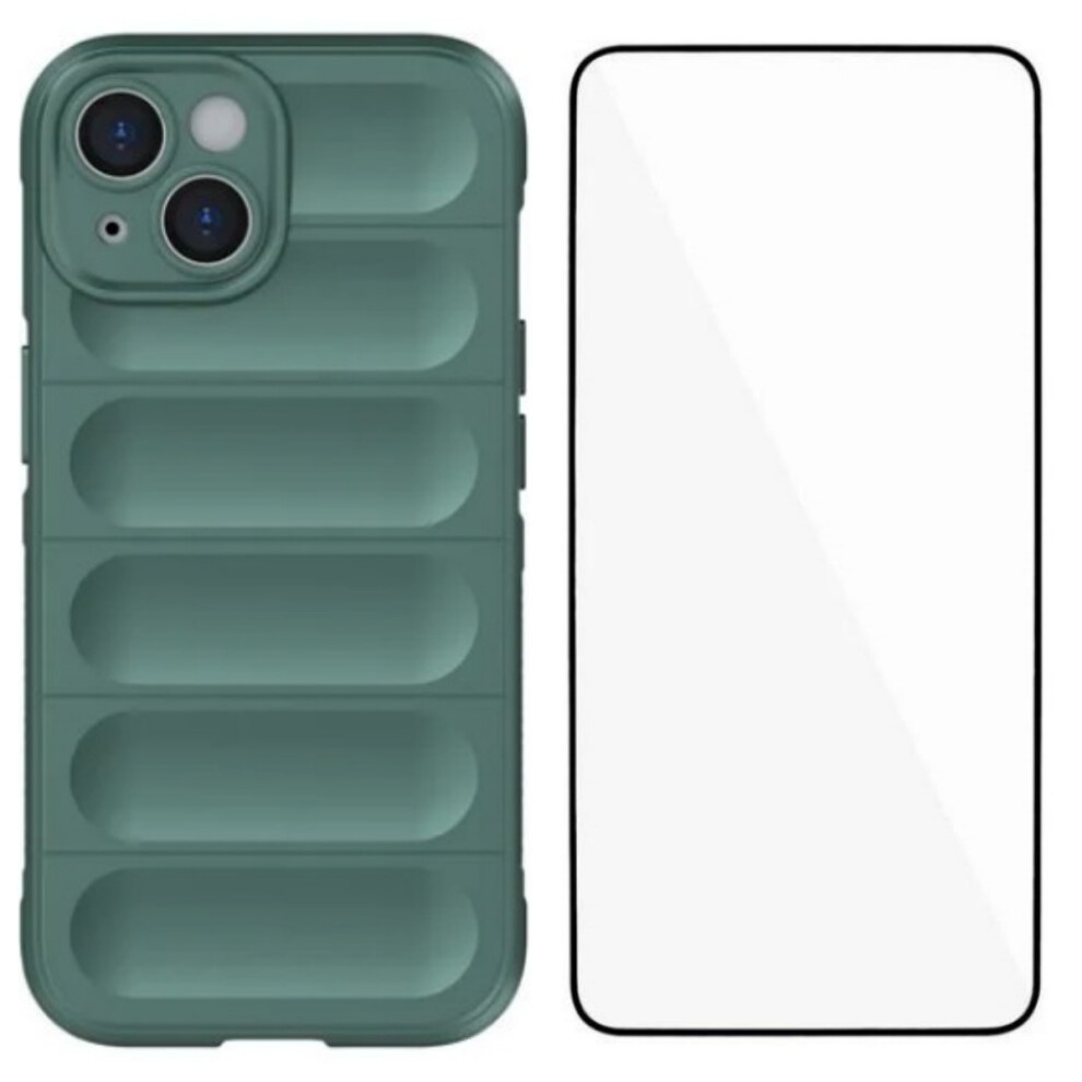 (Iphone 14 Plus, Army ) For Iphone 14 Plus Tpu Case Wanlonfeng Hd Series Anti Slip Phone Cover With Tempered Glass Green 6914284563264