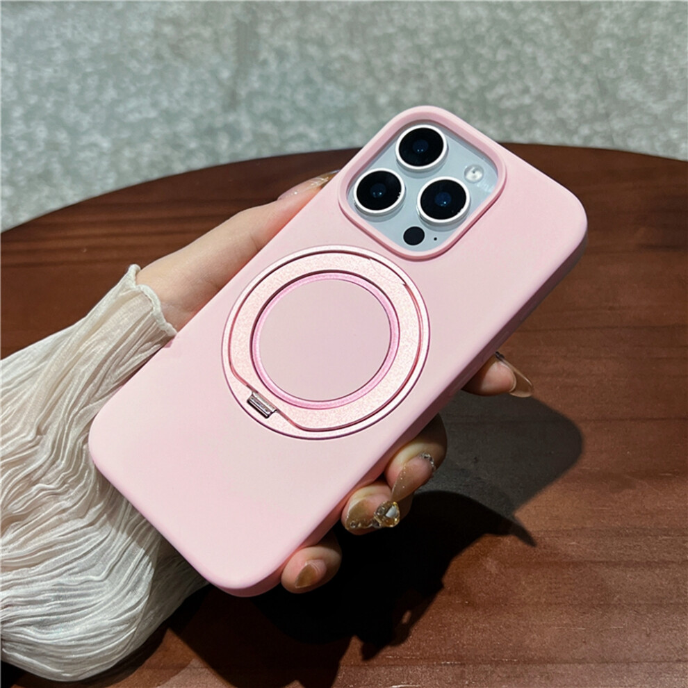 (Iphone 16 Pro, ) For Iphone 16 Pro Case Rotating Kickstand Liquid Silicone Phone Case Compatible With Magsafe Pink 6914283295791