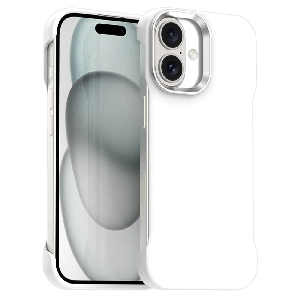 (Iphone 16, ) For Iphone 16 Magnetic Case Frameless Ultra Thin Tpu+Pet Phone Cover Reinforced Corners White 6914281976012