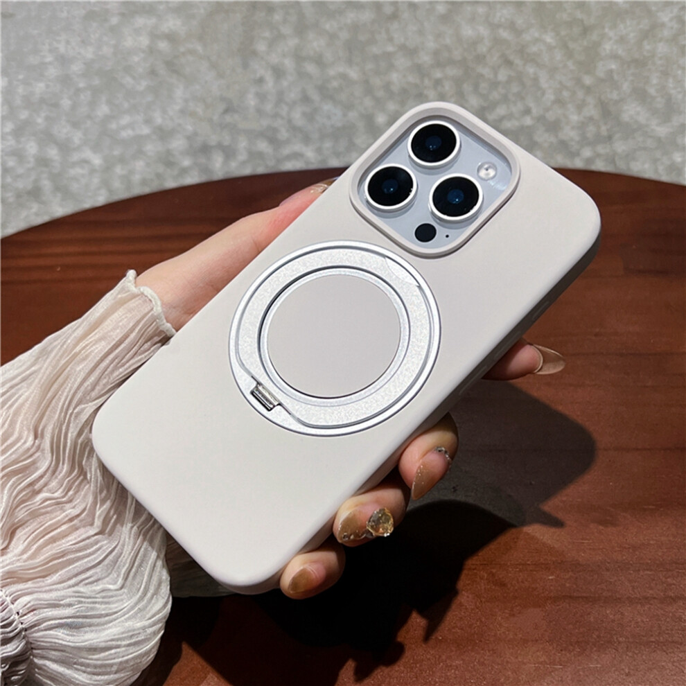 (Iphone 16 Pro, ) For Iphone 16 Pro Case Rotating Kickstand Liquid Silicone Phone Case Compatible With Magsafe White 6914286645609