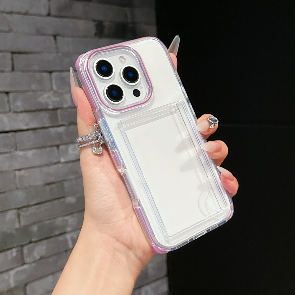 (Iphone 16 Pro Max, Plum) For Iphone 16 Pro Max Case Transparent Pc+Tpu Shockproof Phone Cover With Card Holder Purple 6914281899571
