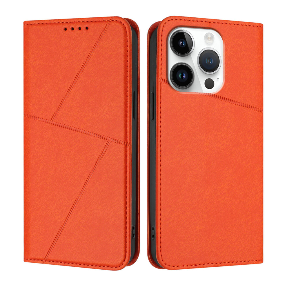 (Iphone 16 Pro, ) For Iphone 16 Pro Wallet Case Magnetic Closure Leather Flip Phone Cover With Stand Orange 6914286652027