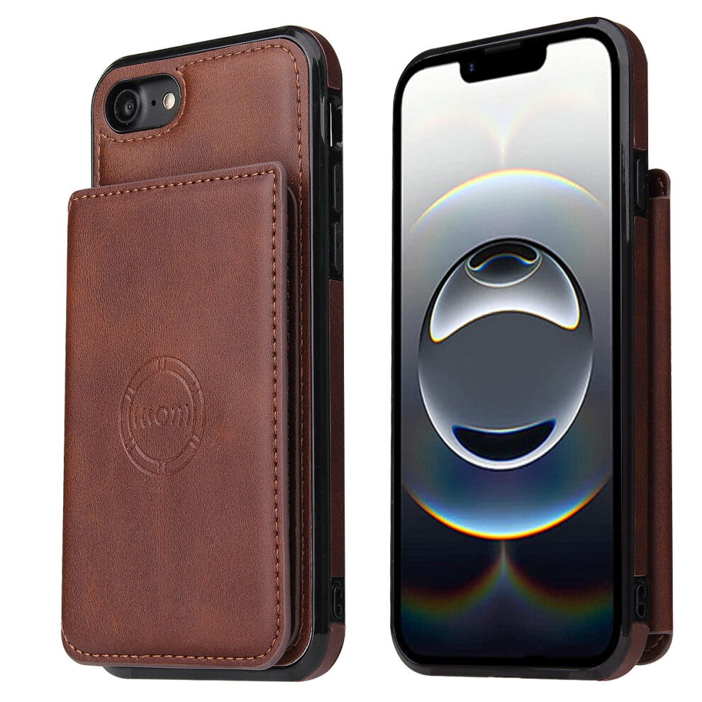 (Iphone 16E, Coffee) For Iphone 16E Case Card Holder Kickstand Pu Leather+Tpu Phone Cover Brown 6914289000979