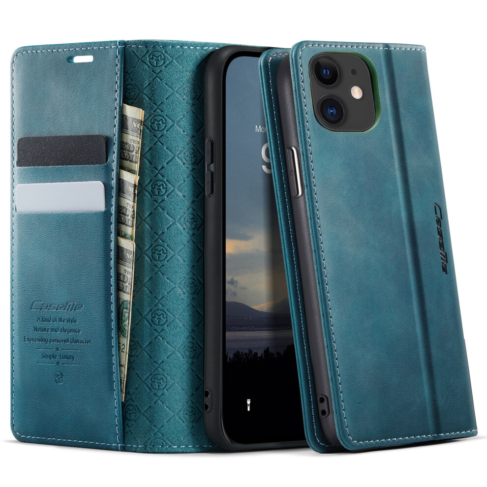(Iphone 11, ) For Iphone 11 Case Caseme 033 Series Rfid Blocking Wallet Stand Calf Texture Leather Phone Cover Green 6914285301414