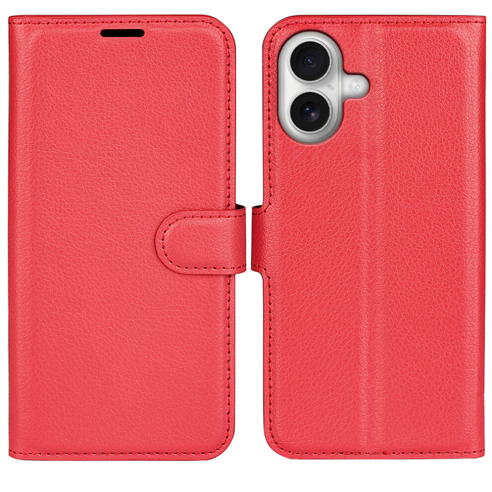 (Iphone 17, ) For Iphone 17 Case Litchi Texture Shockproof Leather Wallet Phone Cover Red 6914282555728