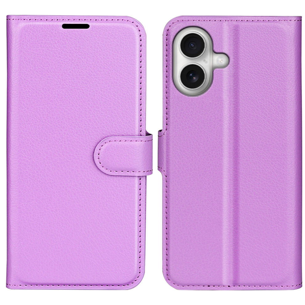 (Iphone 17, ) For Iphone 17 Case Litchi Texture Shockproof Leather Wallet Phone Cover Purple 6914285608742