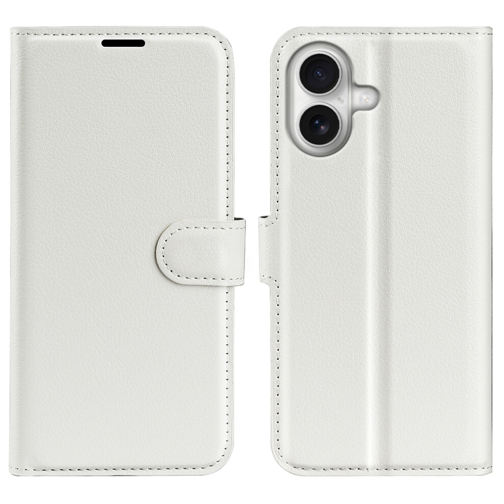 (Iphone 17, ) For Iphone 17 Case Litchi Texture Shockproof Leather Wallet Phone Cover White 6914281422243