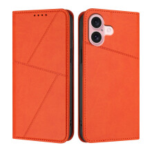 (iPhone 16, Orange) For iPhone 16 Wallet Case Magnetic Closure Leather Flip Phone Cover with Stand
