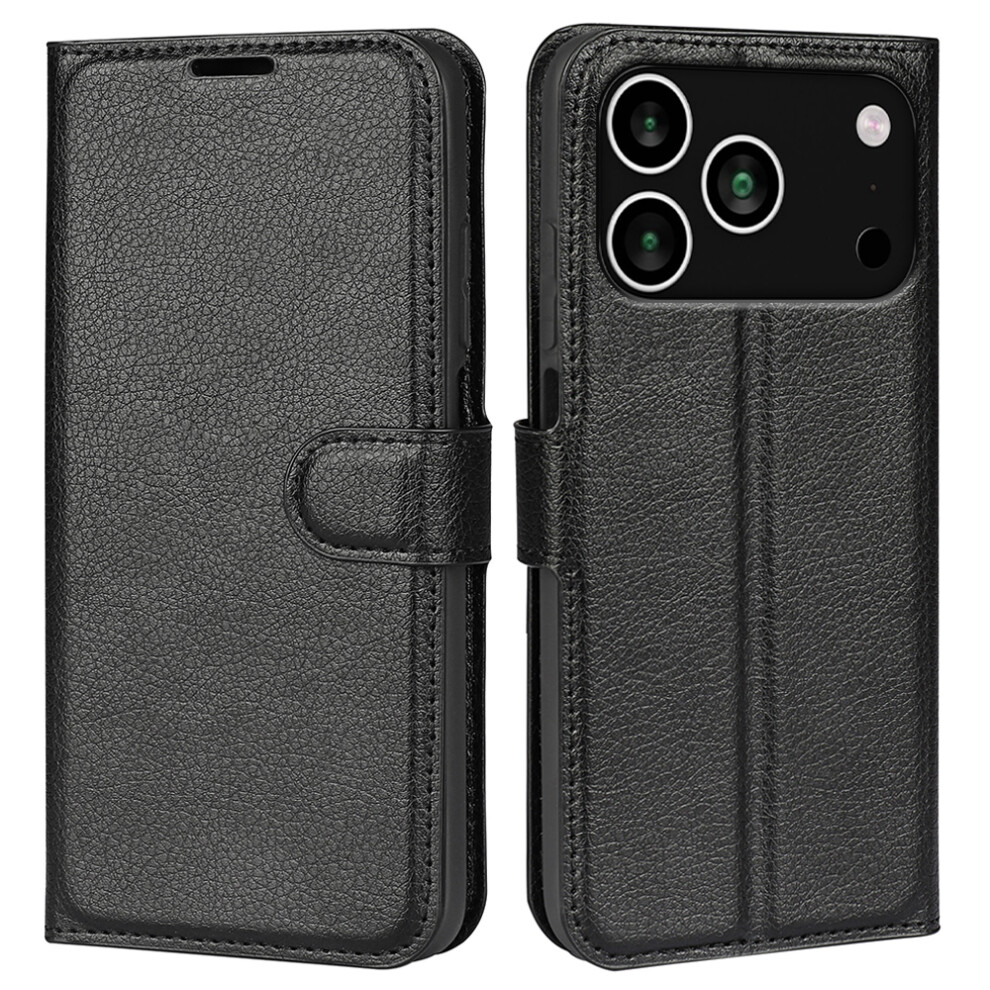 (Iphone 17 Pro Max, ) For Iphone 17 Pro Max Case Litchi Texture Shockproof Leather Wallet Phone Cover Black 6914283807208