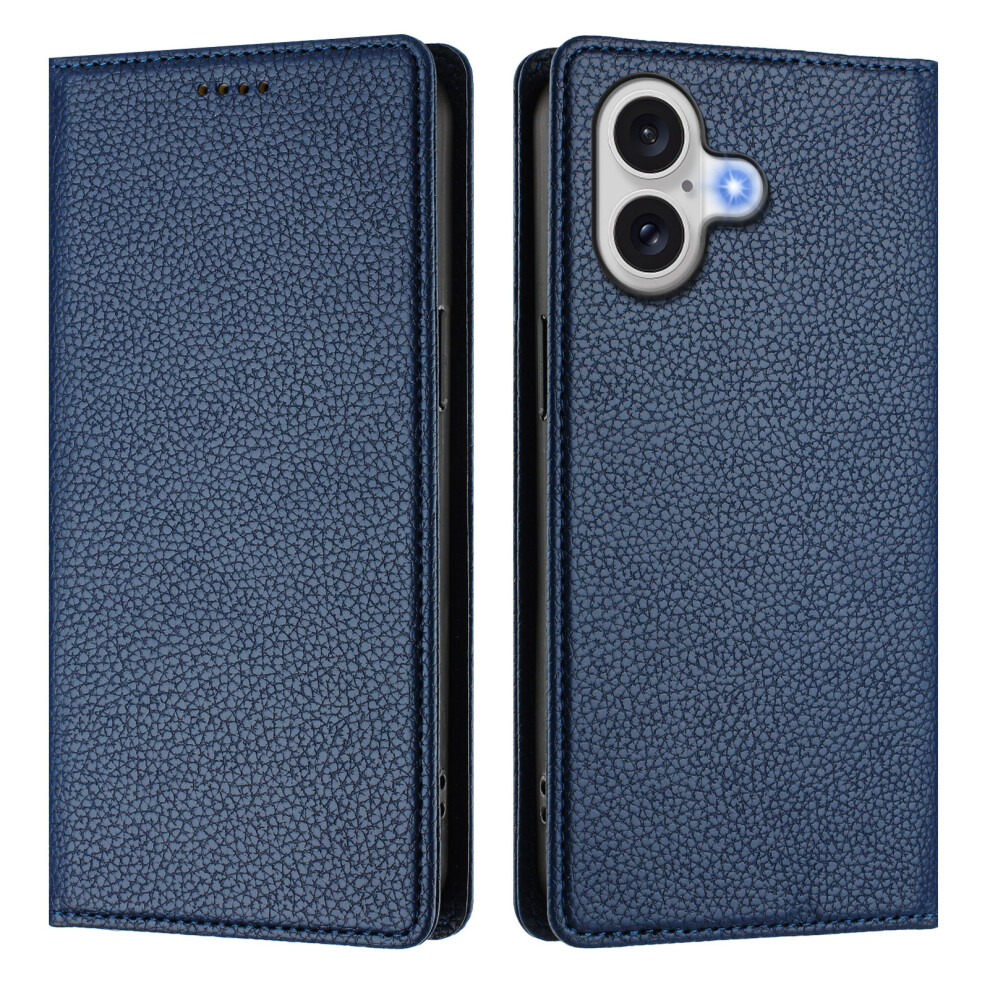 (Iphone 17, Dark ) For Iphone 17 Wallet Case Rfid Blocking Litchi Texture Leather Mobile Cover Blue 6914283717767