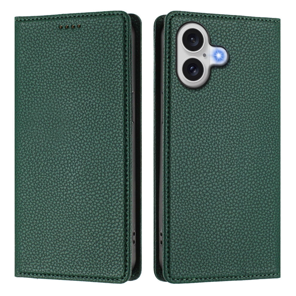(Iphone 17, Dark ) For Iphone 17 Wallet Case Rfid Blocking Litchi Texture Leather Mobile Cover Green 6914285050404
