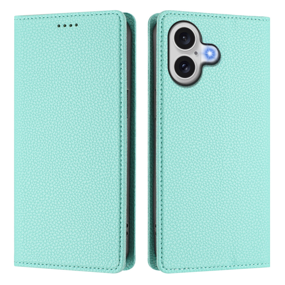 (Iphone 17, Mint ) For Iphone 17 Wallet Case Rfid Blocking Litchi Texture Leather Mobile Cover Green 6914284014162