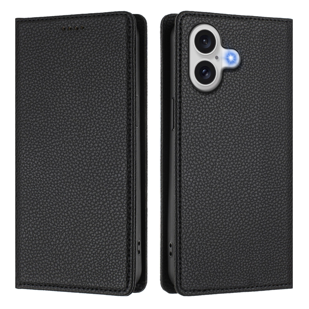 (Iphone 17, ) For Iphone 17 Wallet Case Rfid Blocking Litchi Texture Leather Mobile Cover Black 6914280664743